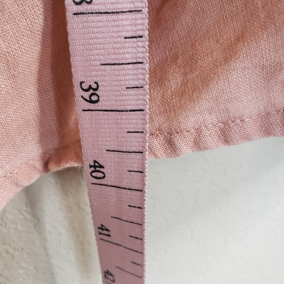 FLAX 100% Linen Sleeveless Collared Dress Medium Peach Pink - Picture 8 of 10